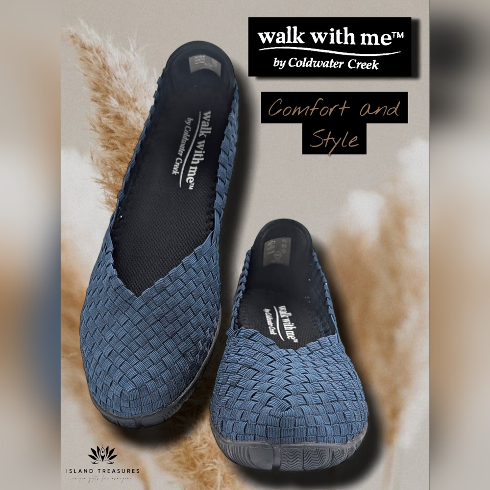 Coldwater Creek Walk With Me Blue Woven Flats